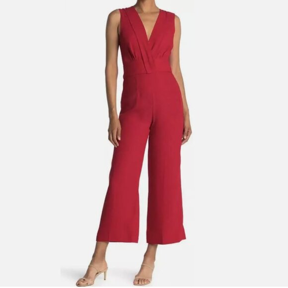 CLUB MONACO Tie Back V-Neck Jumpsuit in Tomato Red, Size 8 (NWT) - Picture 1 of 13